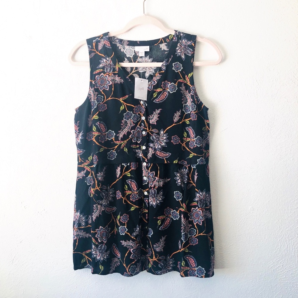 ⬇️ NWT J. Jill black floral print tank top B15